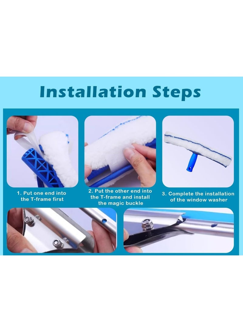 FIRST PRO Window Cleaning Combo 14 Inch Silicone Squeegee with Microfiber Glass Wiper professional Window Cleaner Tool for Bathroom, Shower, Mirror, Car Glass and Home Cleaning - Image 3